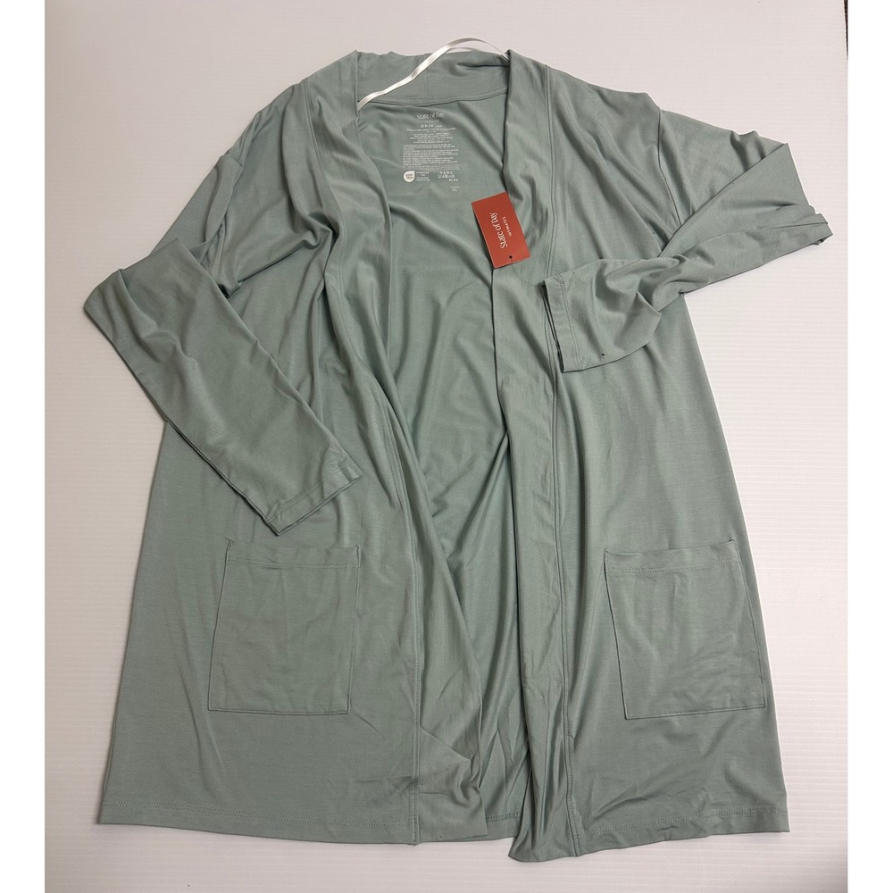State of Day Intimates Sage Green Tencel Modal Open Front Cardigan Robe S New - Picture 3 of 6